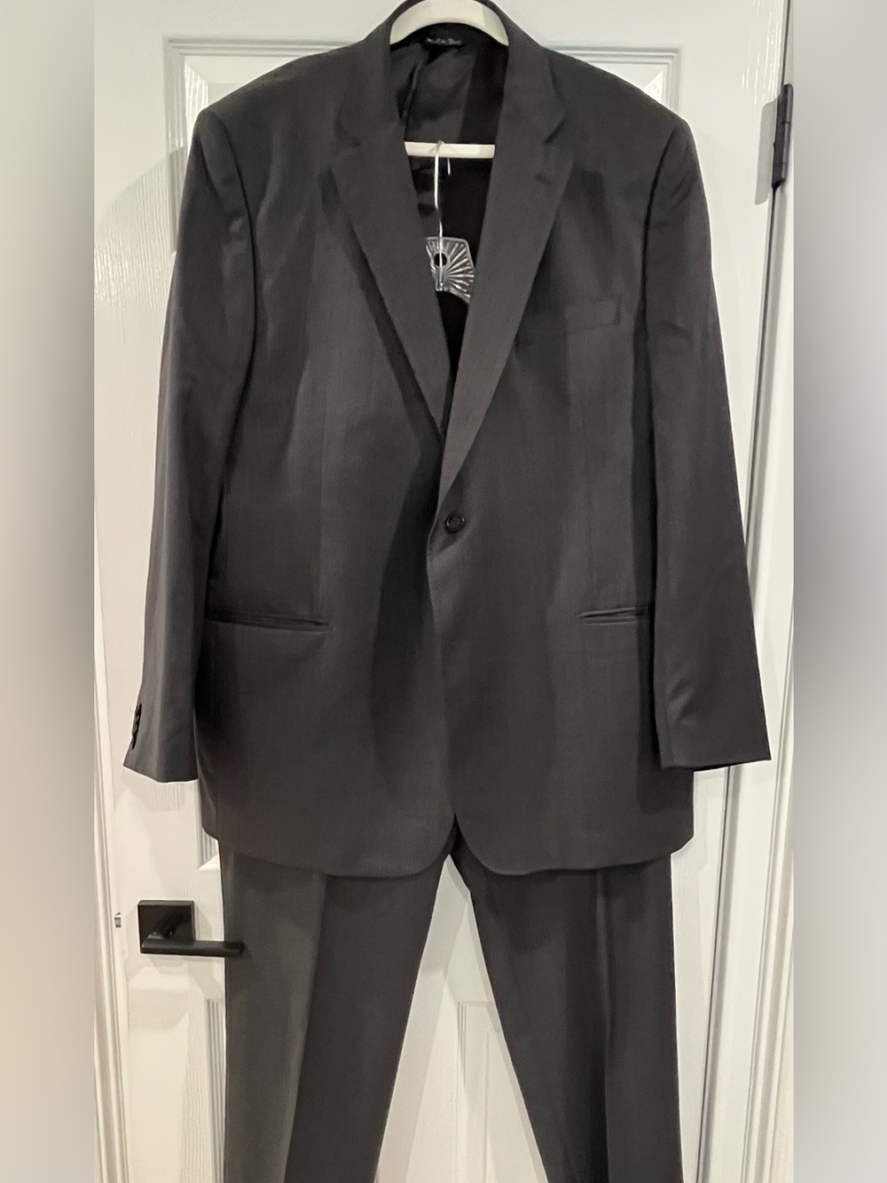 Saks Black Label Zegna Wool Silk Suit Jacket 48L Pants 41x31